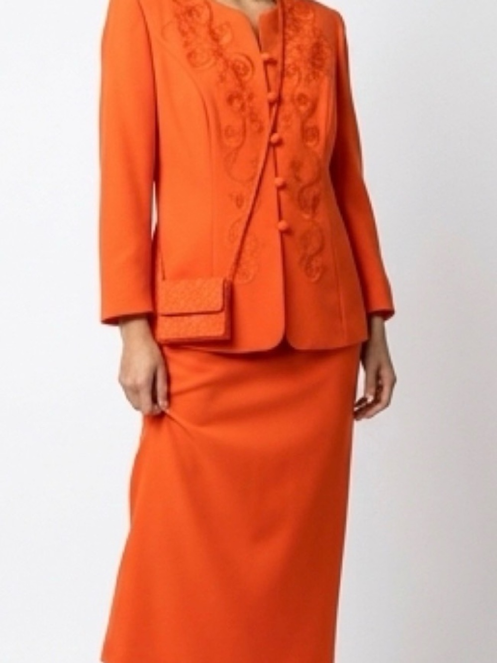 EMILY Orange Pencil Dress Skirt Suit- Classic 18W - Picture 5 of 5